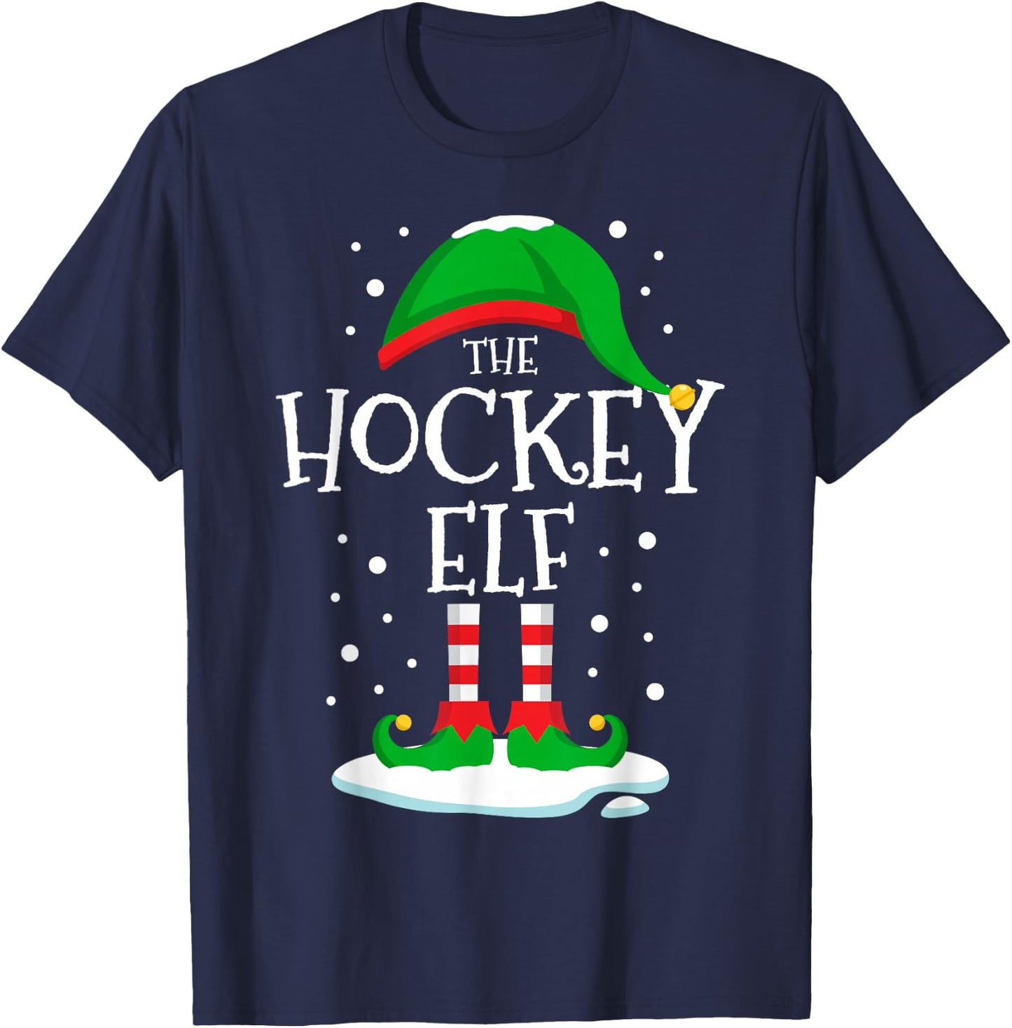 The Hockey Elf Christmas Family Matching Xmas Group Funny T-Shirt - T-Shirt | Navy