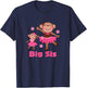 Big Sis Ballerina Girls Monkey Sister Announcement T-Shirt - T-Shirt | Navy