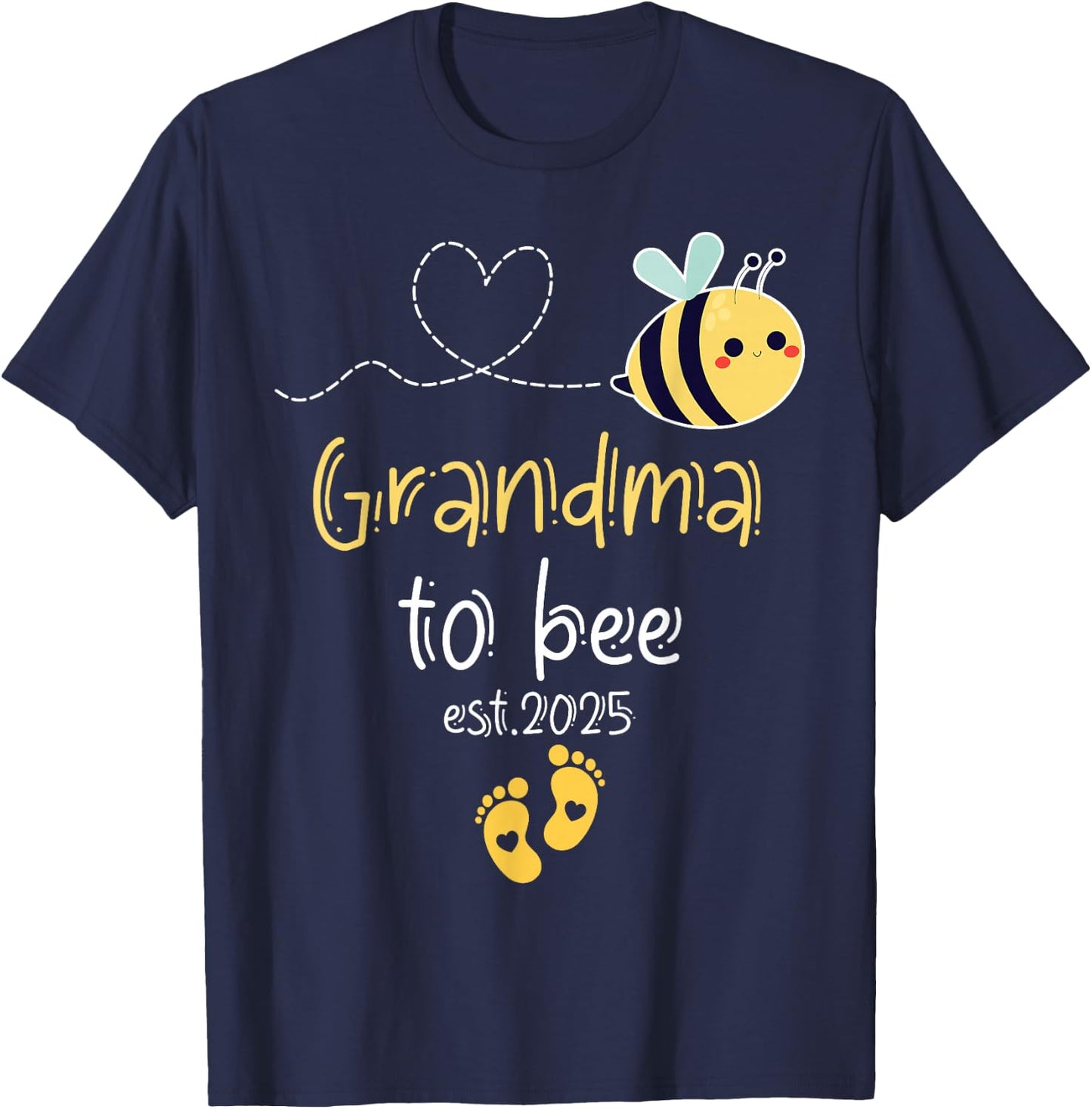Cute Promoted To Grandma To Bee 2025 Family Pregnancy T-Shirt - T-Shirt | Navy