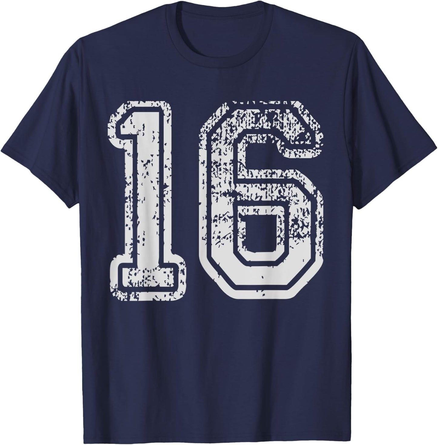 Team Jersey Uniforms Number 16 sixteen School Sport Birthday T-Shirt - T-Shirt | Navy