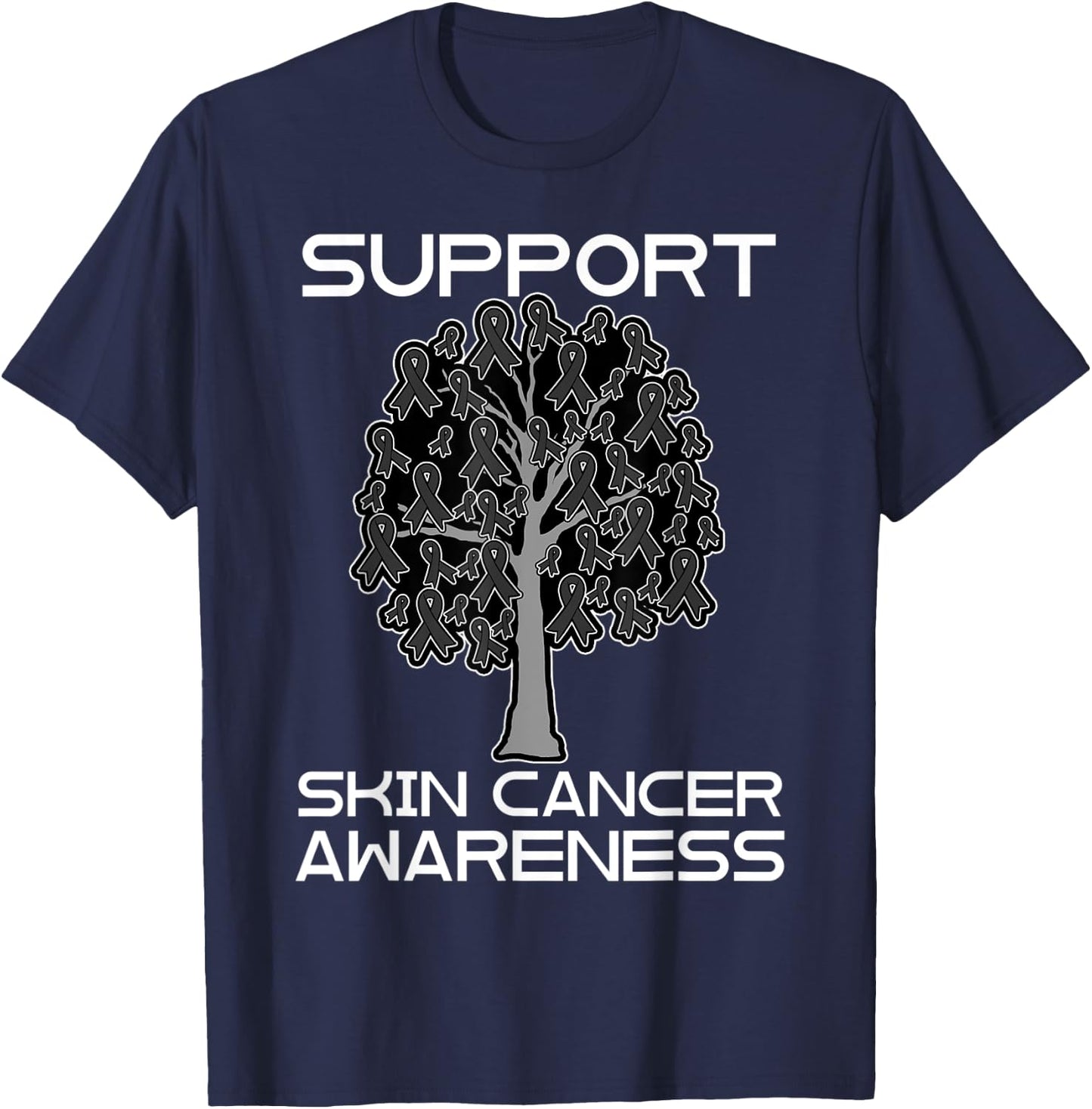 Skin Cancer Awareness Melanoma Black Ribbon Dermatologists T-Shirt - T-Shirt | Navy