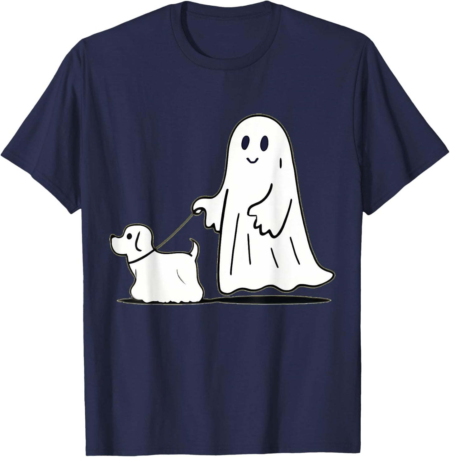 Ghost Walking Dog Ghostie Funny Halloween Dog Lover T-Shirt - T-Shirt | Navy