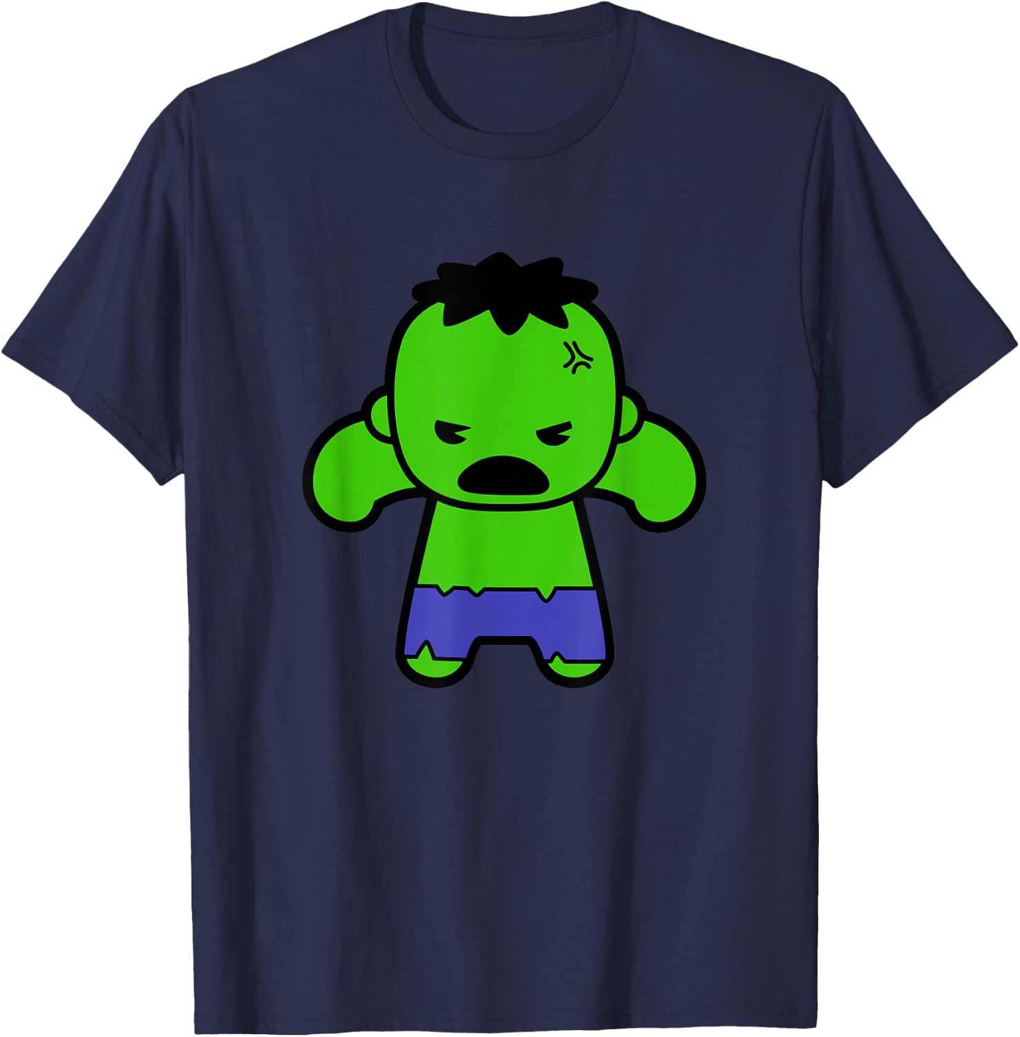 Marvel Kawaii The Incredible Hulk Super Angry Chibi Shot T-Shirt - T-Shirt | Navy