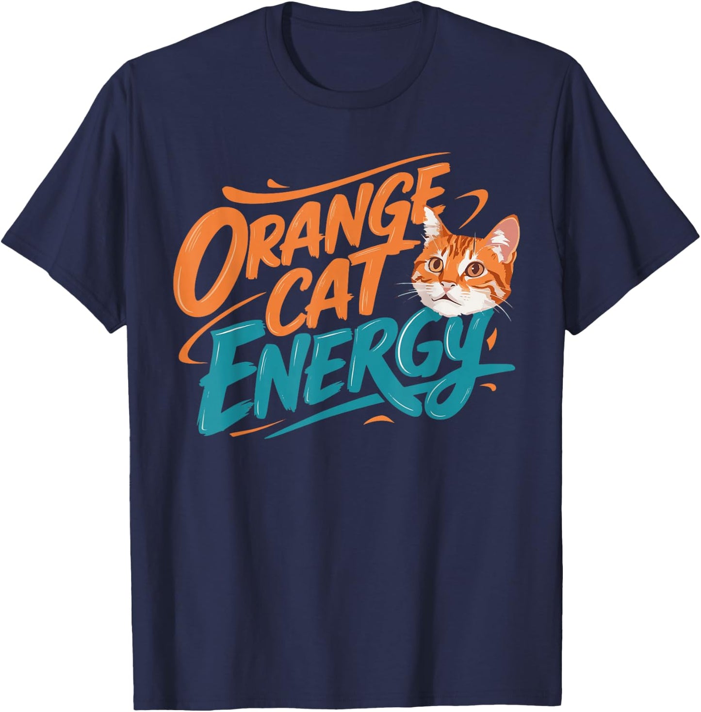 Orange Cat Energy T-Shirt - T-Shirt | Navy