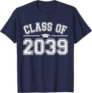 Preschool Class of 2039 Grow With Me Graduation 2039 Vintage T-Shirt - T-Shirt | Navy