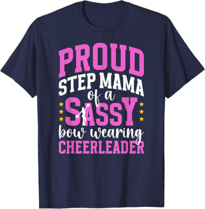 Proud Step-Mama Of A Cheerleader Step-Mother Cheer Step-Mom T-Shirt - T-Shirt | Navy