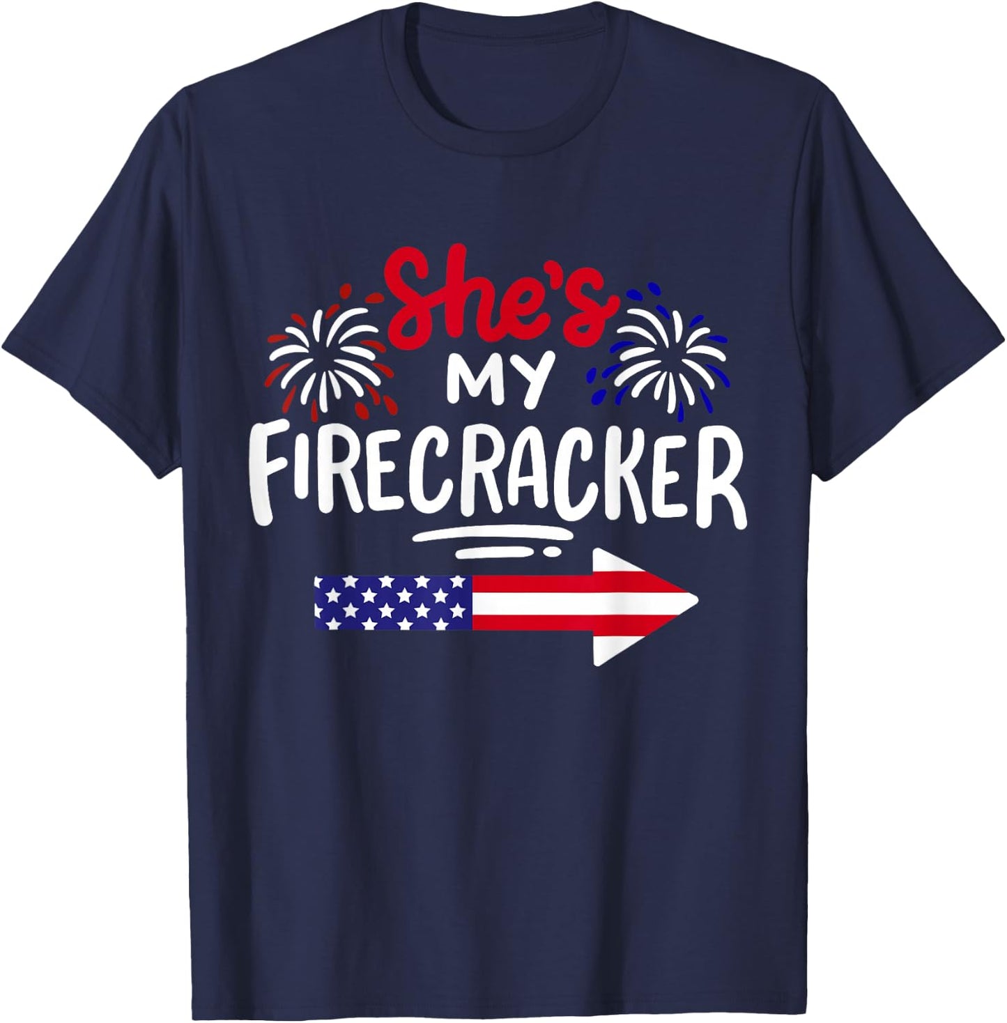 Funny 4th Of July She's My Firecracker Matching Couple Men T-Shirt - T-Shirt | Navy