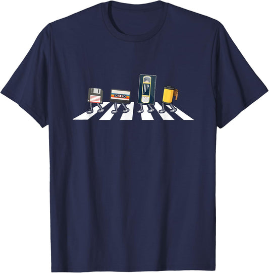 VHS Cassette Tape Floppy Disc Funny Retro Vintage Fans T-Shirt - T-Shirt | Navy