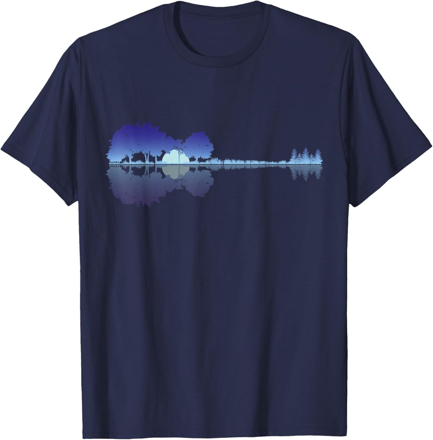 Guitar Lake Shadow Music Lovers Rock Guitar Musician T-Shirt - T-Shirt | Navy