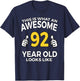 92nd Birthday T Shirt Awesome 92 Years Old Gifts T-Shirt - T-Shirt | Navy