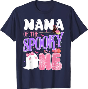 Nana Of The Spooky One 1st Birthday Halloween Pink Ghost T-Shirt - T-Shirt | Navy