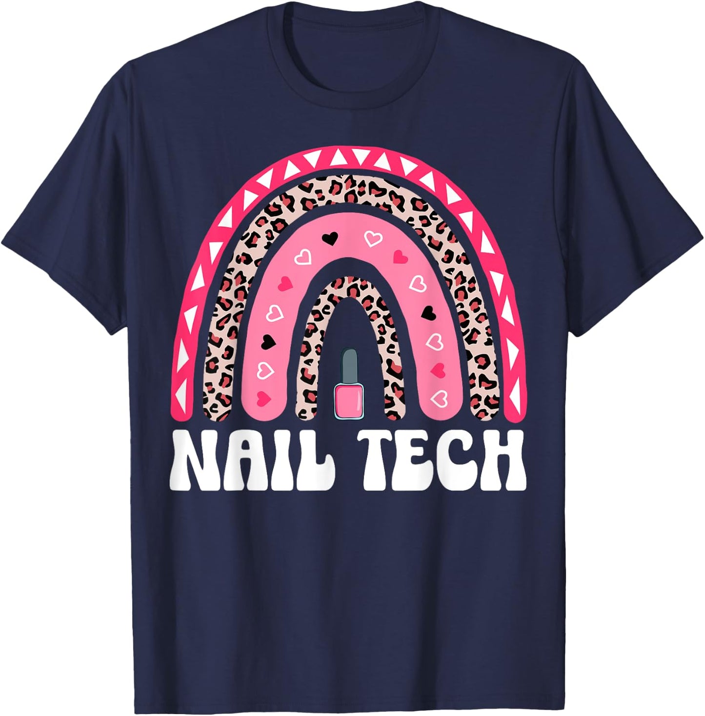 Boho Rainbow Nail Tech Nail Polish Manicurist Nail Artist T-Shirt - T-Shirt | Navy