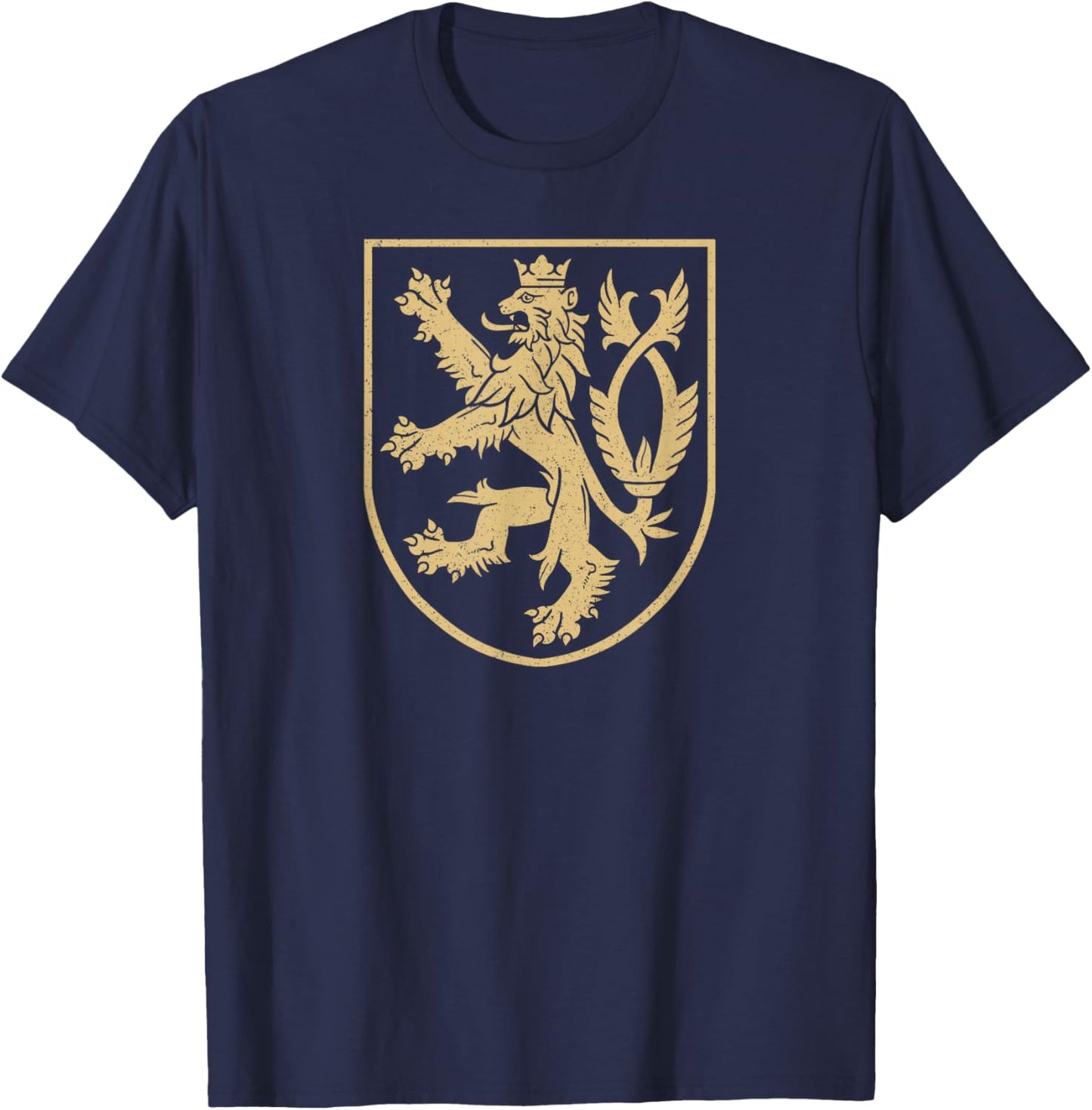 Czech Republic Lion Symbol Czechia Coat of Arms Flag Shield T-Shirt - T-Shirt | Navy