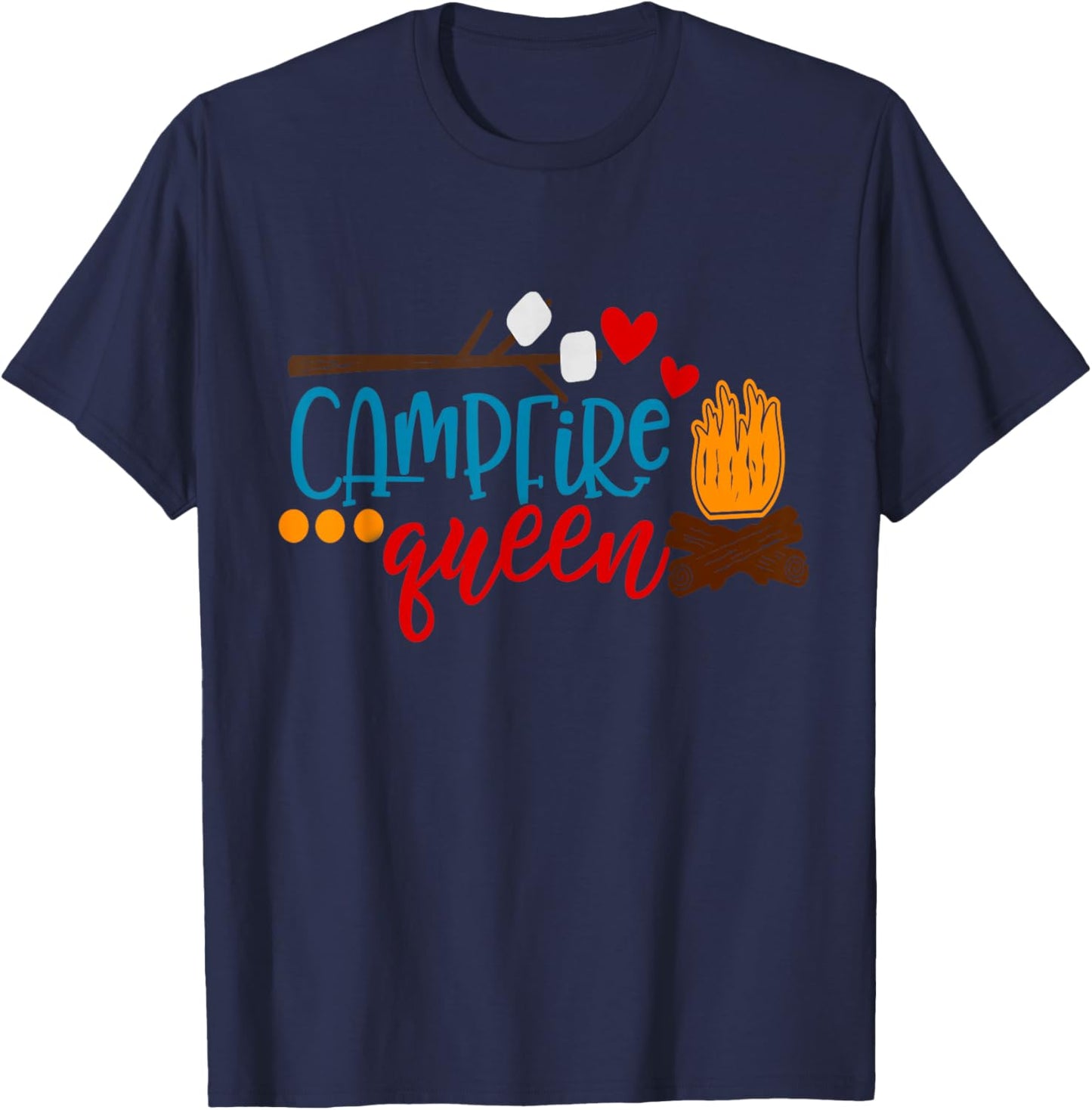 Campfire Queen Mom Wife Camping Shirt Camp S'Mores Bonfire T-Shirt - T-Shirt | Navy