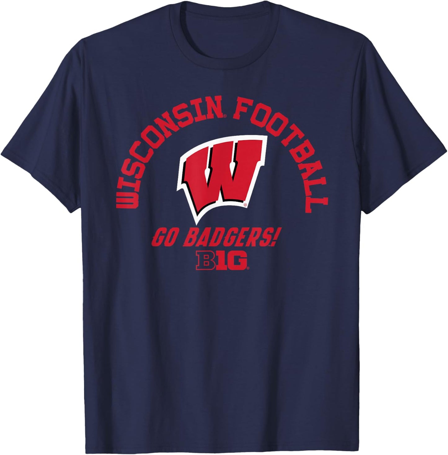 Wisconsin Badgers Big 10 Football Officially Licensed T-Shirt - T-Shirt | Navy