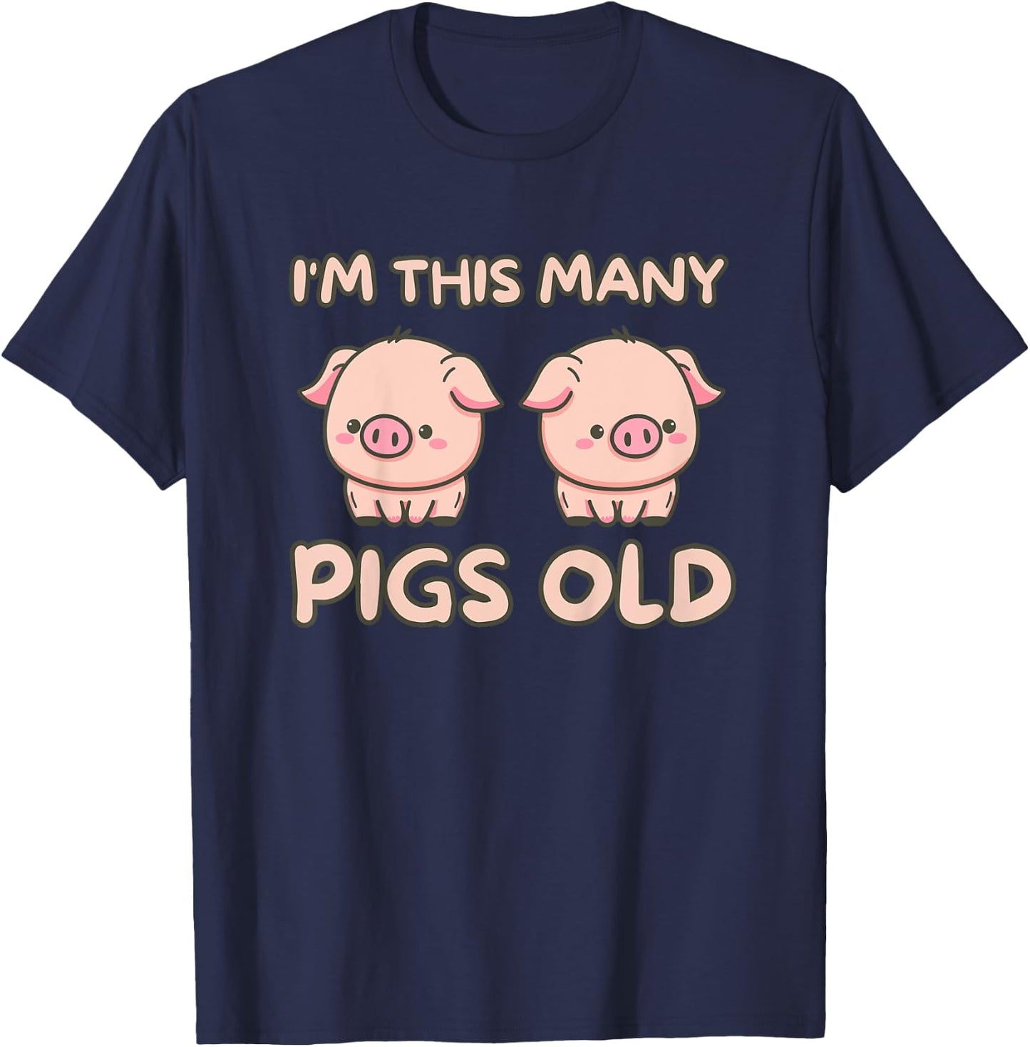 I'm This Many Pigs Old - 2nd Birthday Pig 2 Years Old Bday T-Shirt - T-Shirt | Navy