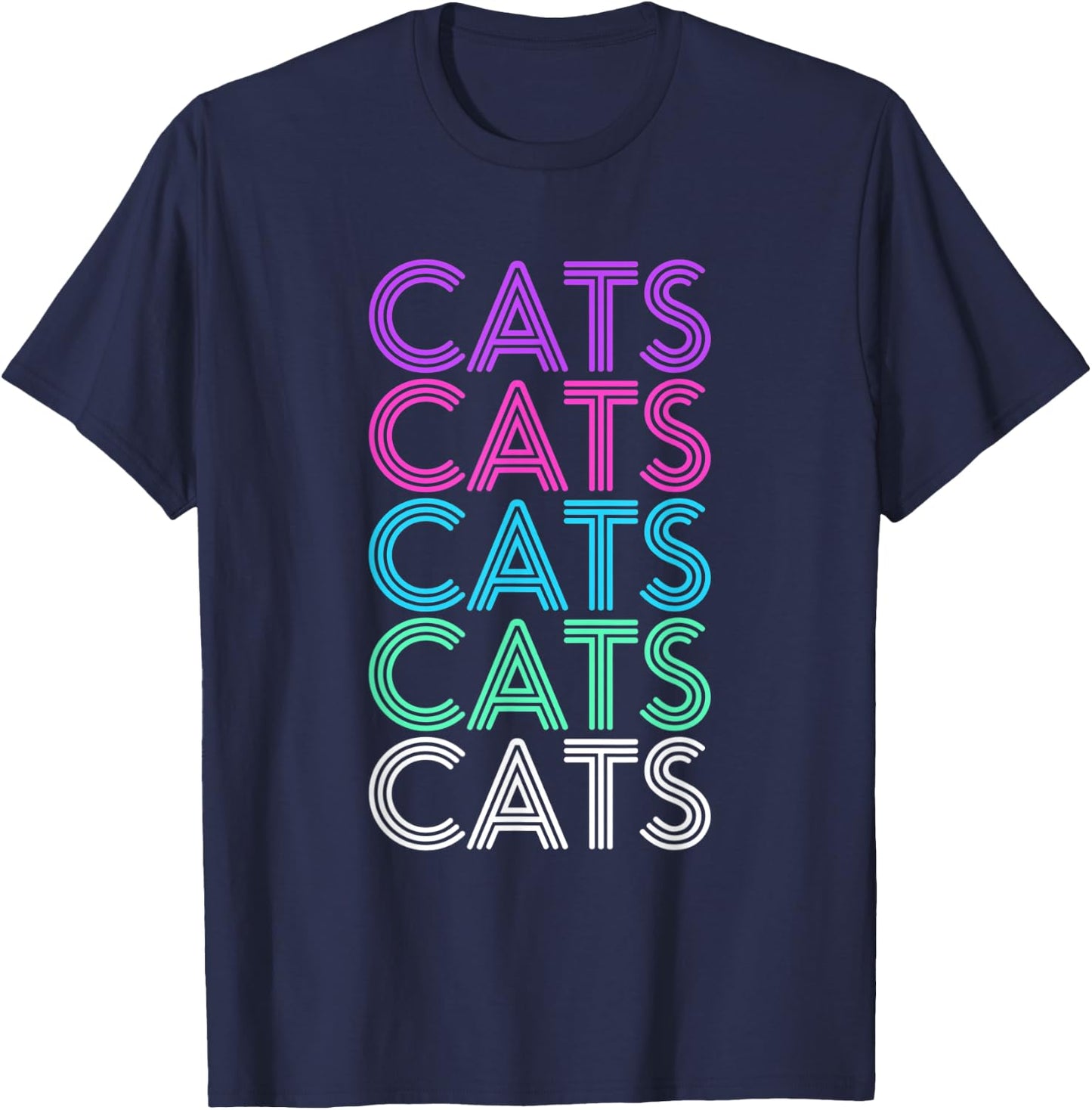 Retro Cat Gift Women or Girls T-Shirt - T-Shirt | Navy