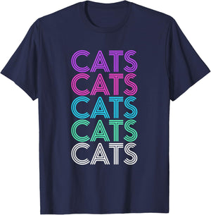 Retro Cat Gift Women or Girls T-Shirt - T-Shirt | Navy