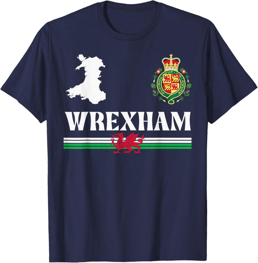 Wrexham Wales Emblem, Wrexham Wales, Wrexham T-Shirt - T-Shirt | Navy