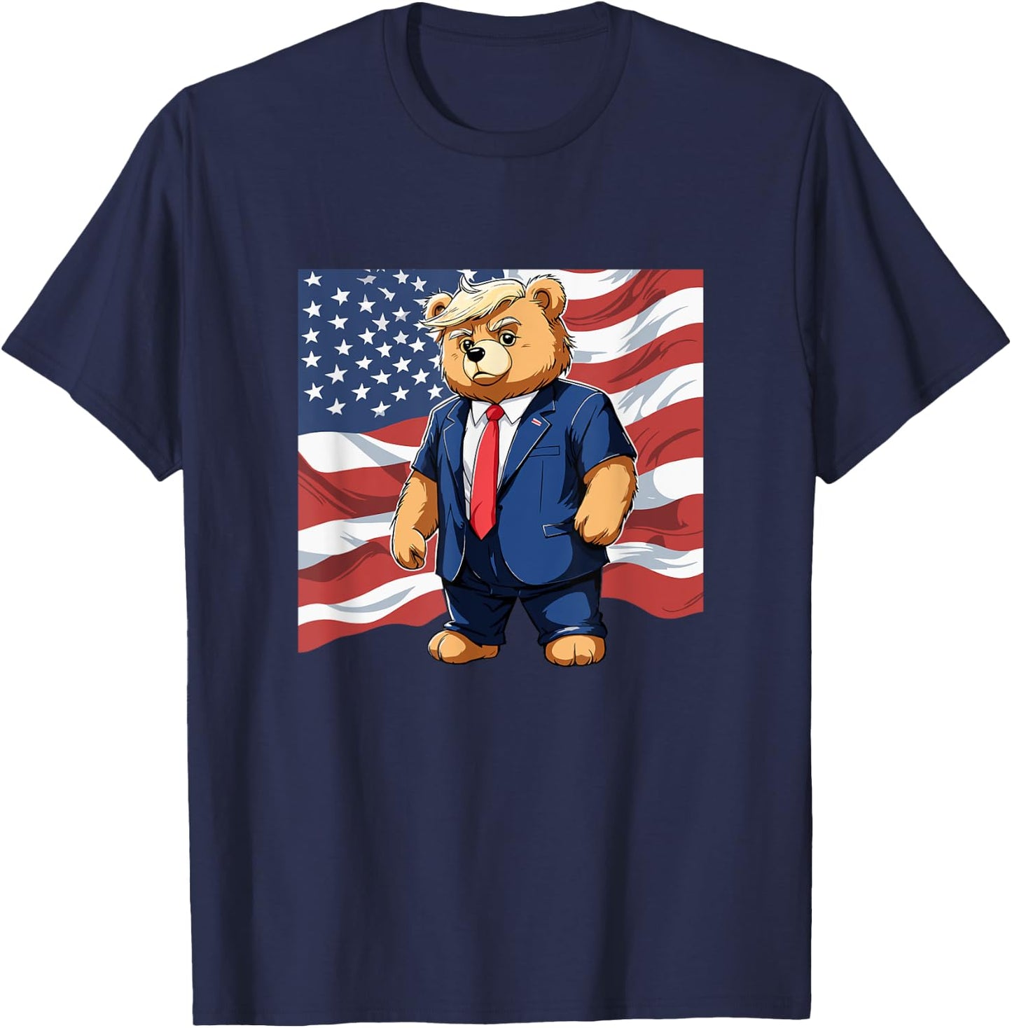 Trump Teddy Bear USA Flag Patriot Supporter T-Shirt - T-Shirt | Navy