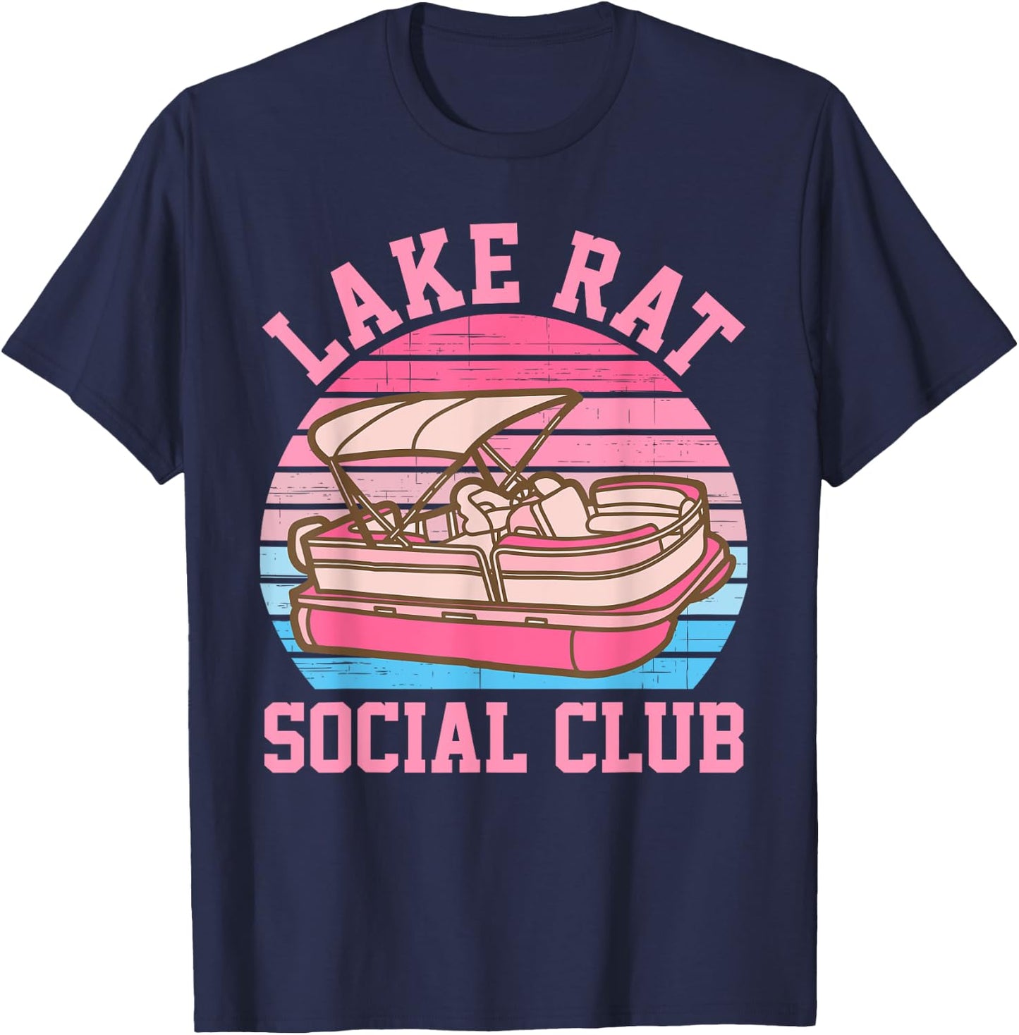 Lake Rat Social Club Boat Vintage Design T-Shirt - T-Shirt | Navy