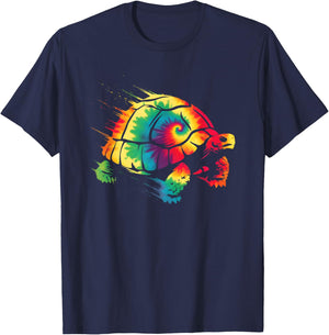 Tortoise Tie Dye - Colorful Sea Turtle Ocean Animal Lover T-Shirt - T-Shirt | Navy