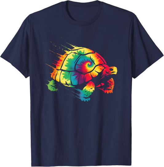 Tortoise Tie Dye - Colorful Sea Turtle Ocean Animal Lover T-Shirt - T-Shirt | Navy