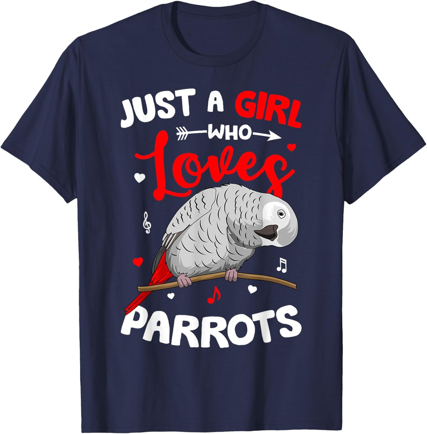 Just A Girl Who Loves African Greys African Grey Parrot T-Shirt - T-Shirt | Navy