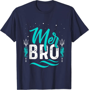 Merbro Brother of a Mermaid Boy and Toddlers Kids Merman T-Shirt - T-Shirt | Navy