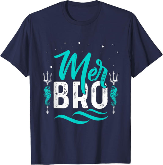 Merbro Brother of a Mermaid Boy and Toddlers Kids Merman T-Shirt - T-Shirt | Navy