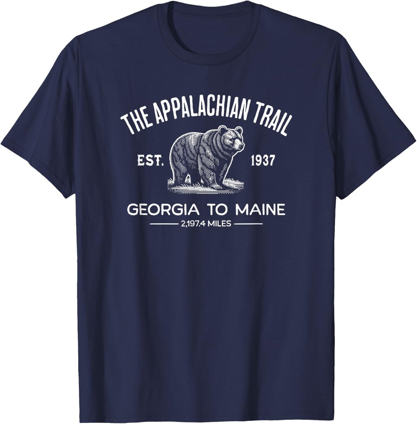 The Appalachian Trail Georgia To Maine Est. 1937 Black Bear T-Shirt - T-Shirt | Navy