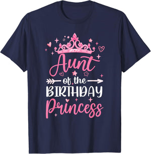 Aunt Of The Birthday Princess Birthday Girl Kid Family T-Shirt - T-Shirt | Navy