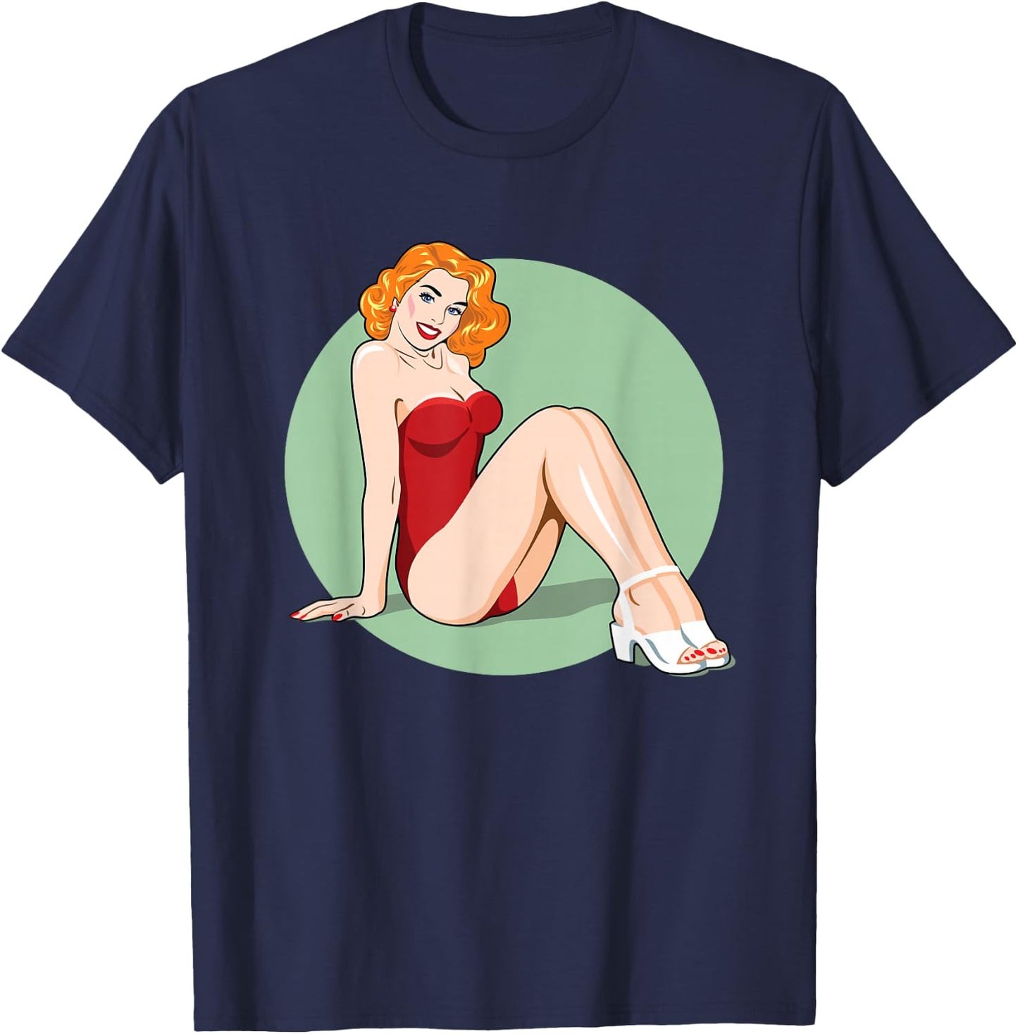 Vintage Pin-Up Girl American Art Retro Nostalgia T-Shirt - T-Shirt | Navy