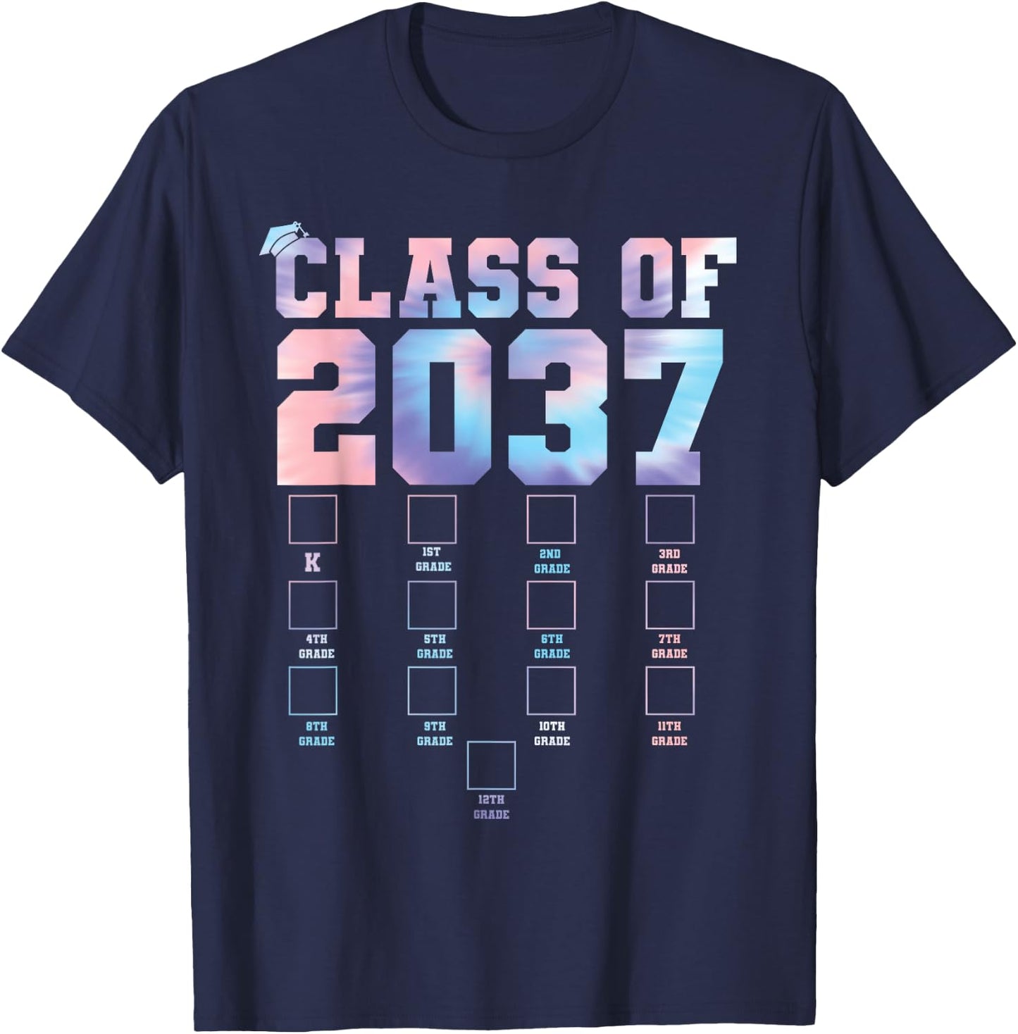 Class of 2037 Grow With Me First Day School Back to School T-Shirt - T-Shirt | Navy