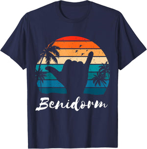 Benidorm Vintage Sunset Spain T-Shirt - T-Shirt | Navy