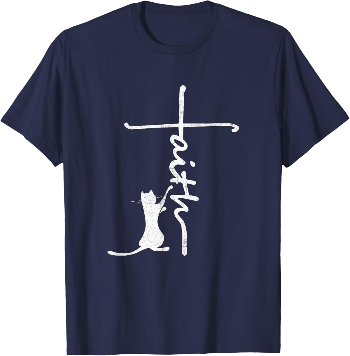 Funny cat shirts - Faith Cross Quotes Christian T-Shirt - T-Shirt | Navy