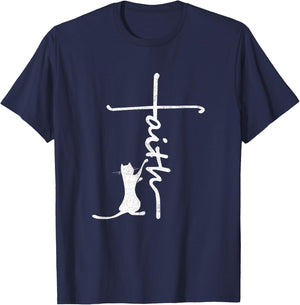 Funny cat shirts - Faith Cross Quotes Christian T-Shirt - T-Shirt | Navy