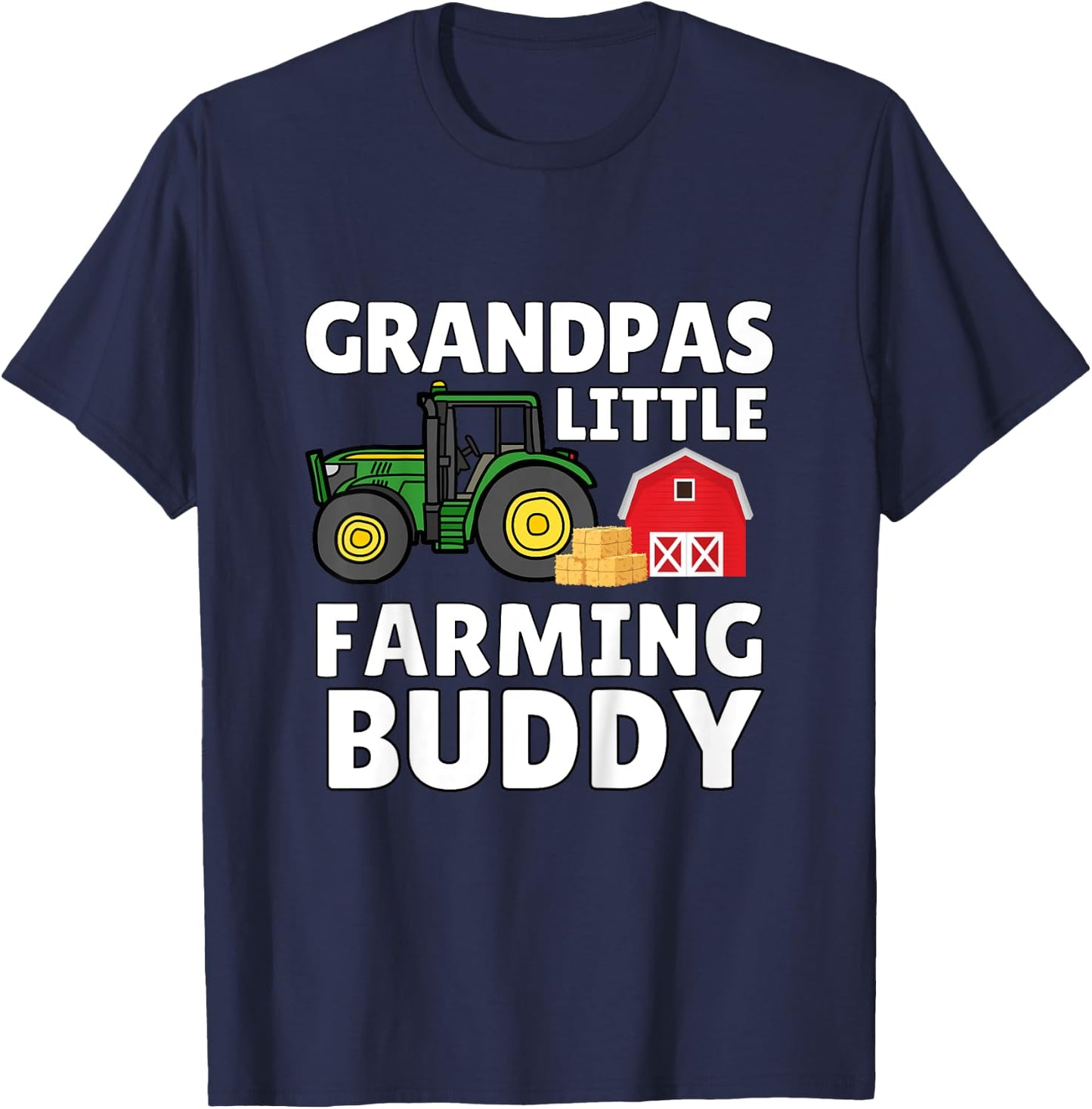 Kids Grandpas Little Farming Buddy Cute Kids Fishing T-Shirt - T-Shirt | Navy