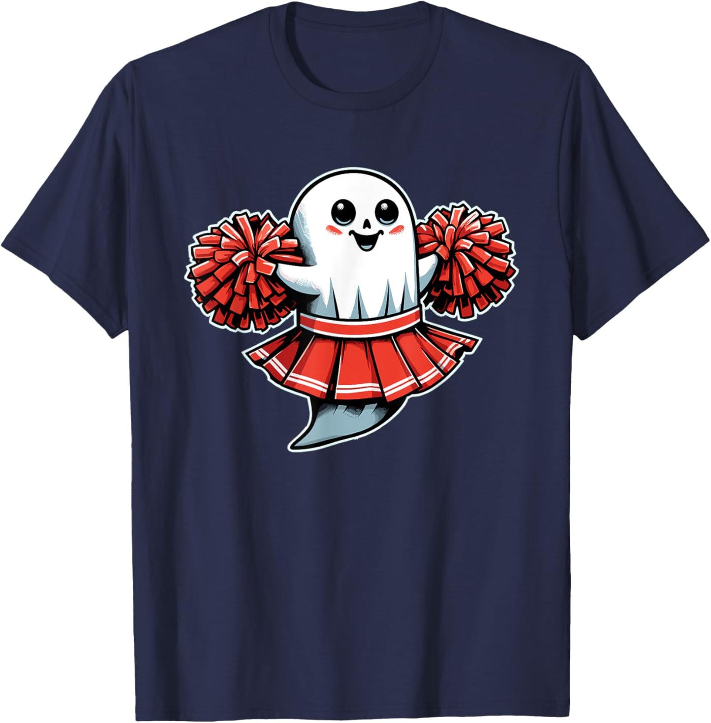 Cheerleading Ghost Halloween Cheerleader T-Shirt - T-Shirt | Navy