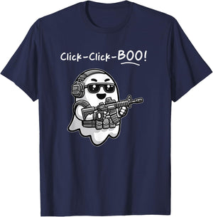 Funny Tactical Ghost Click Click Boo Halloween Veteran Party T-Shirt - T-Shirt | Navy