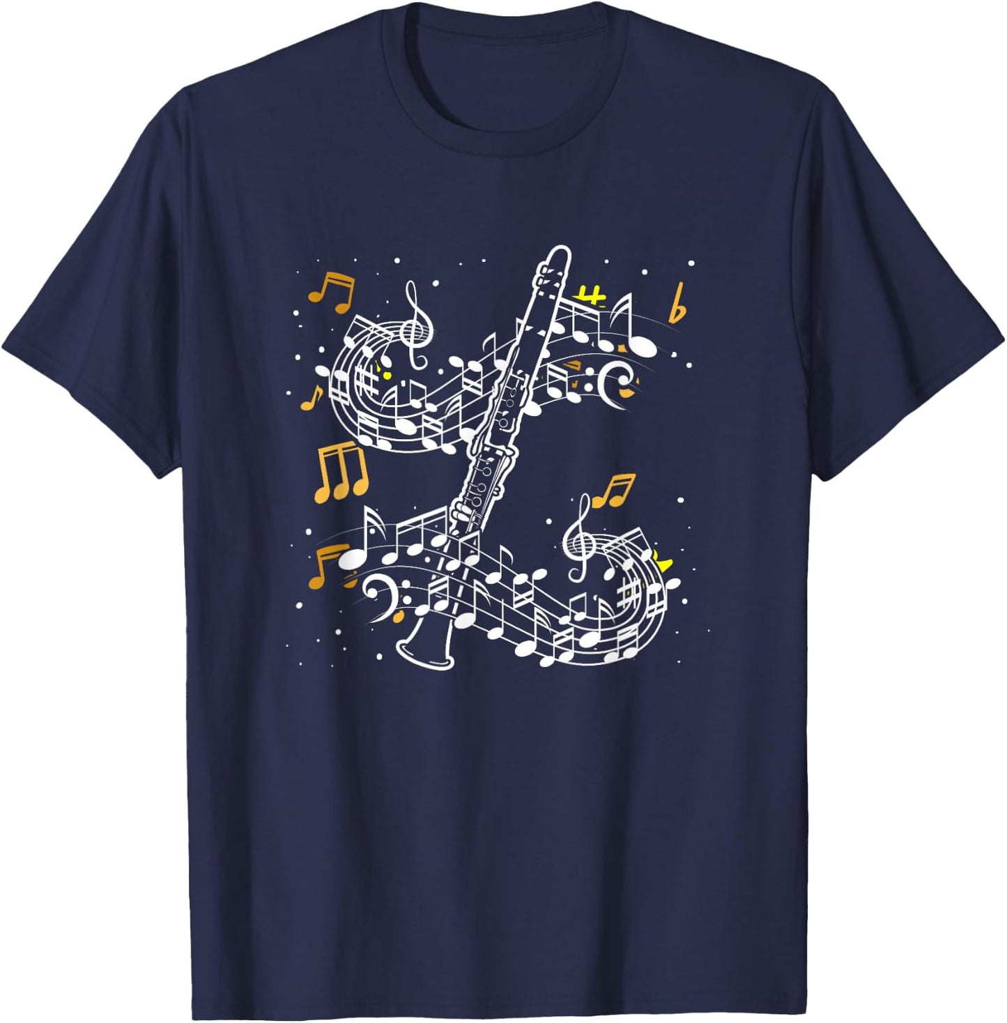 Music Notes Clarinetist Player Marching Band Clarinet T-Shirt - T-Shirt | Navy