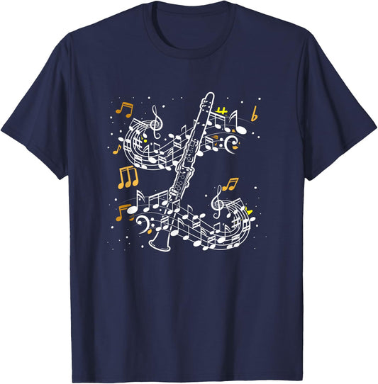 Music Notes Clarinetist Player Marching Band Clarinet T-Shirt - T-Shirt | Navy