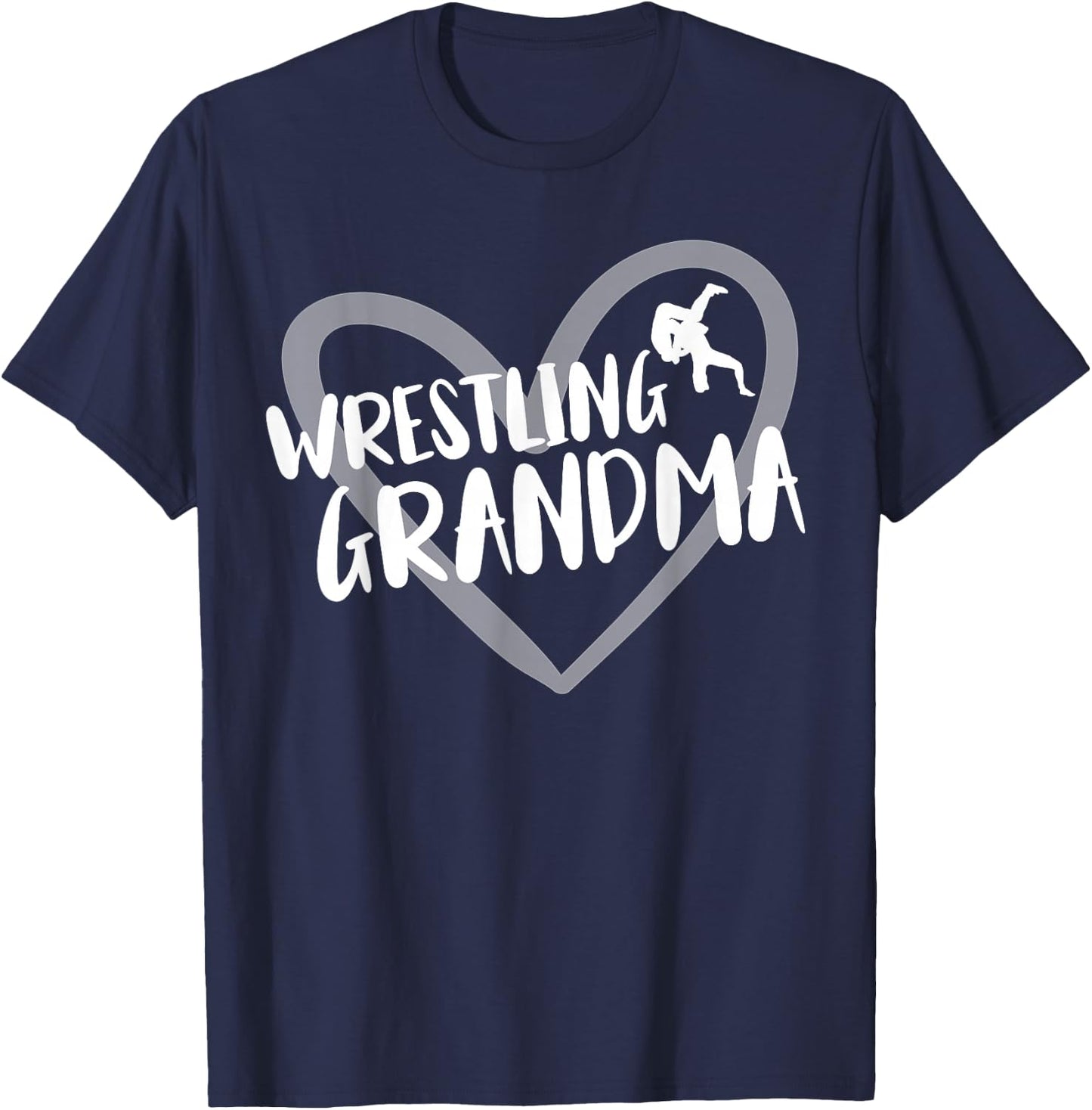 Wrestling Grandma Heart Funny Wrestler T-Shirt - T-Shirt | Navy