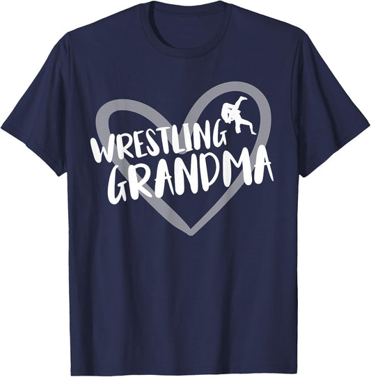 Wrestling Grandma Heart Funny Wrestler T-Shirt - T-Shirt | Navy