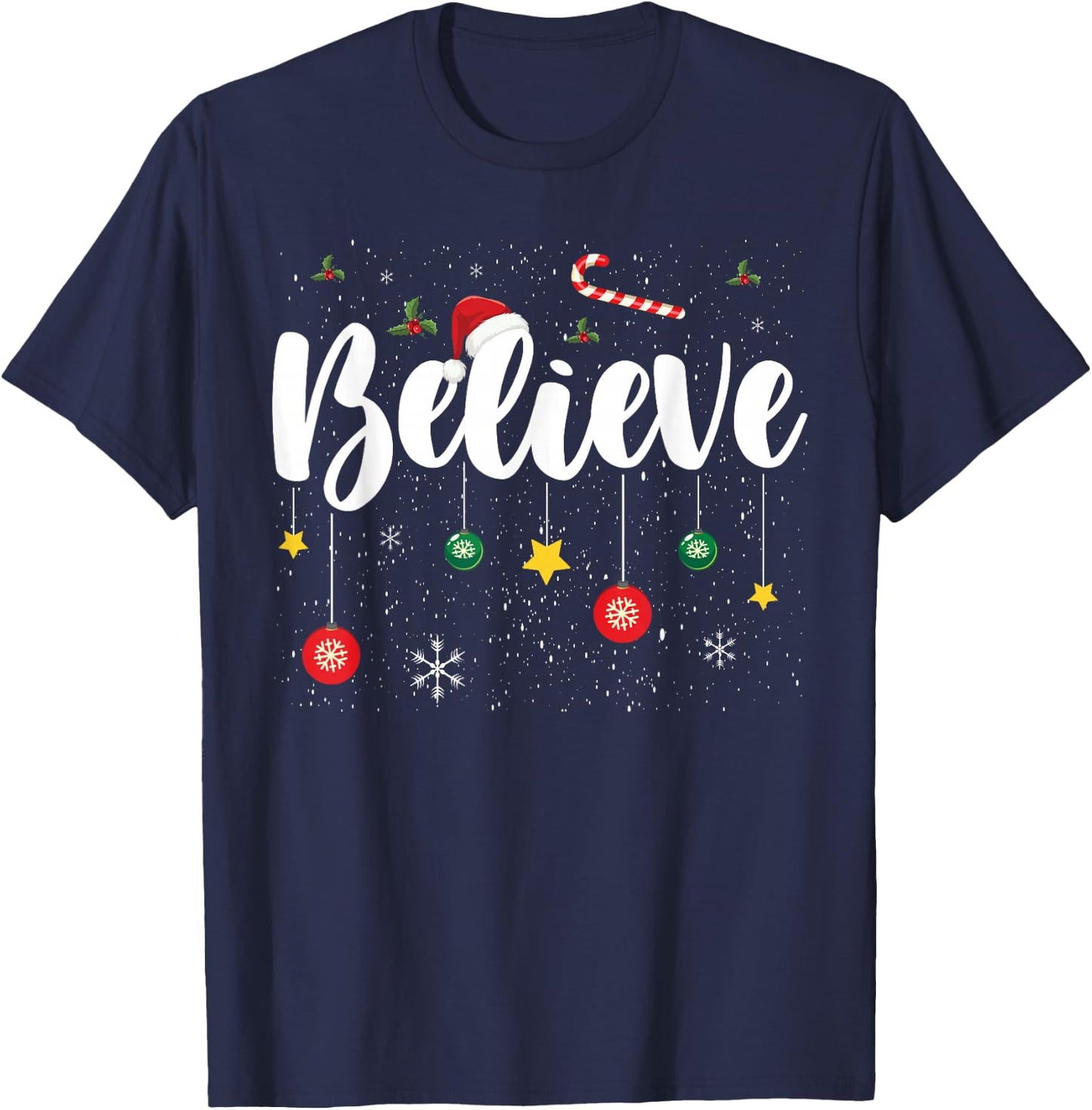 Christmas- Believe Santa Claus Believe Christmas Kids T-Shirt - T-Shirt | Navy
