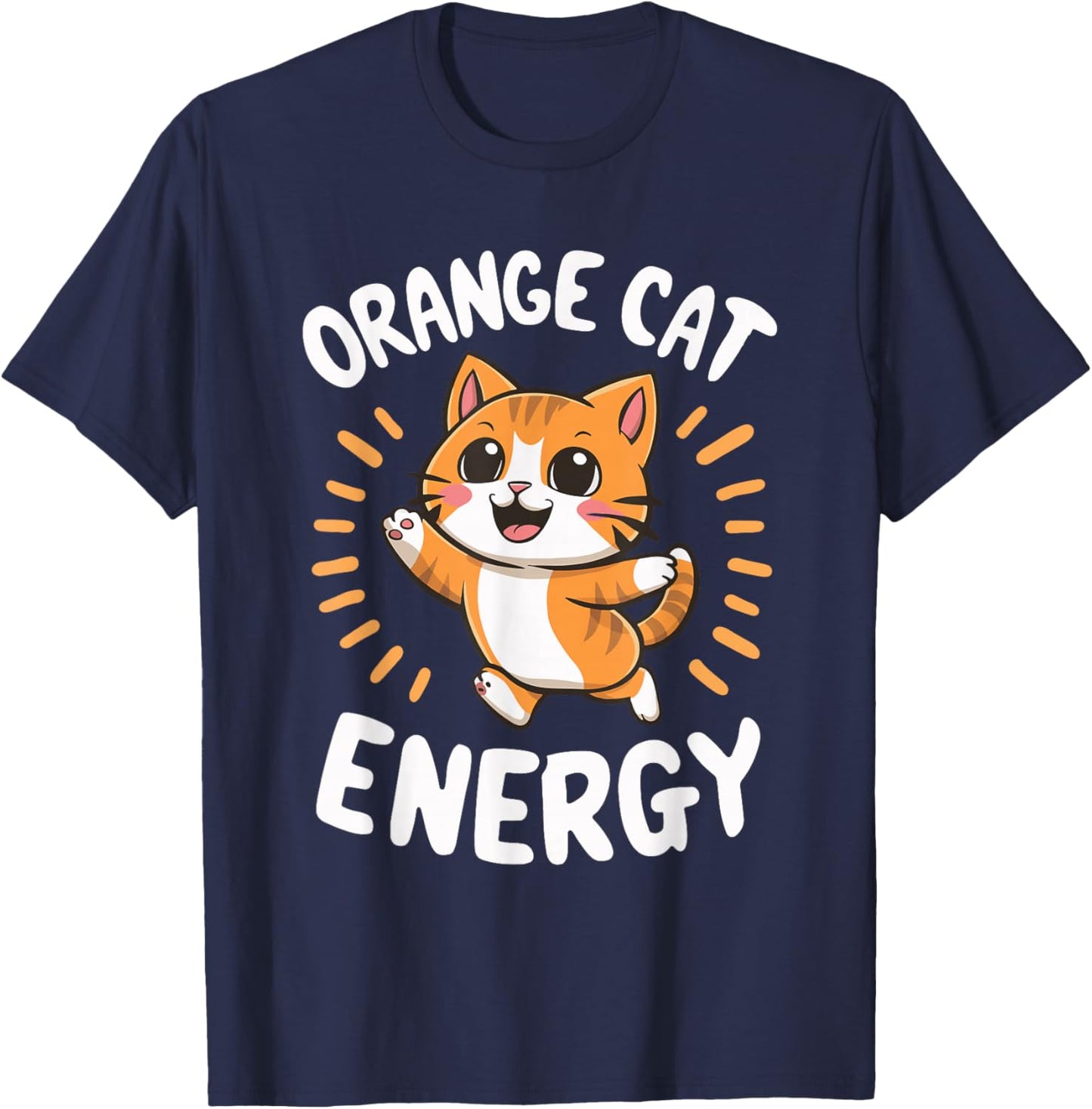 Orange Cat Energy T-Shirt - T-Shirt | Navy