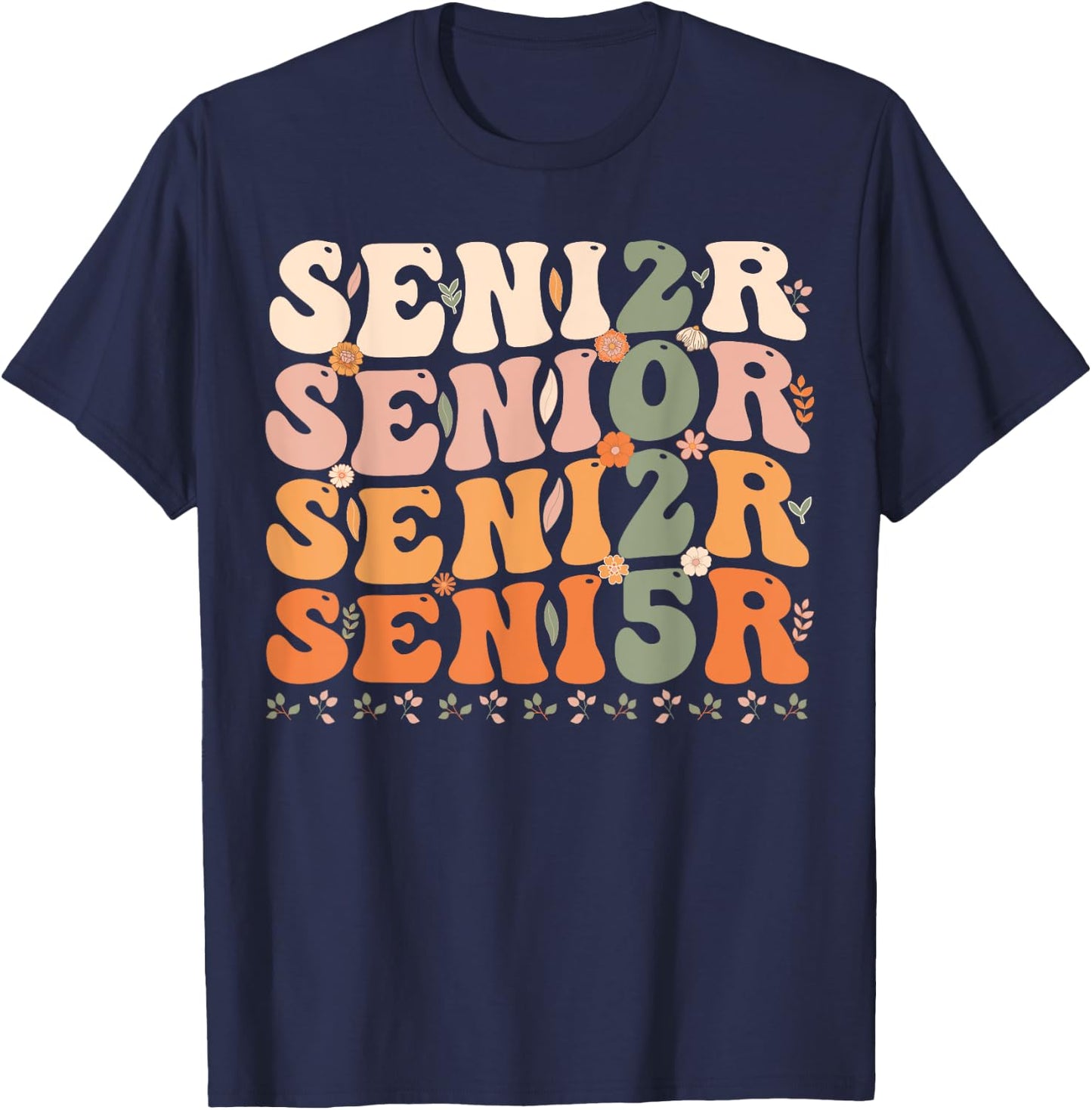 Senior 2025 Class of 2025 Graduation 2025 Groovy T-Shirt - T-Shirt | Navy