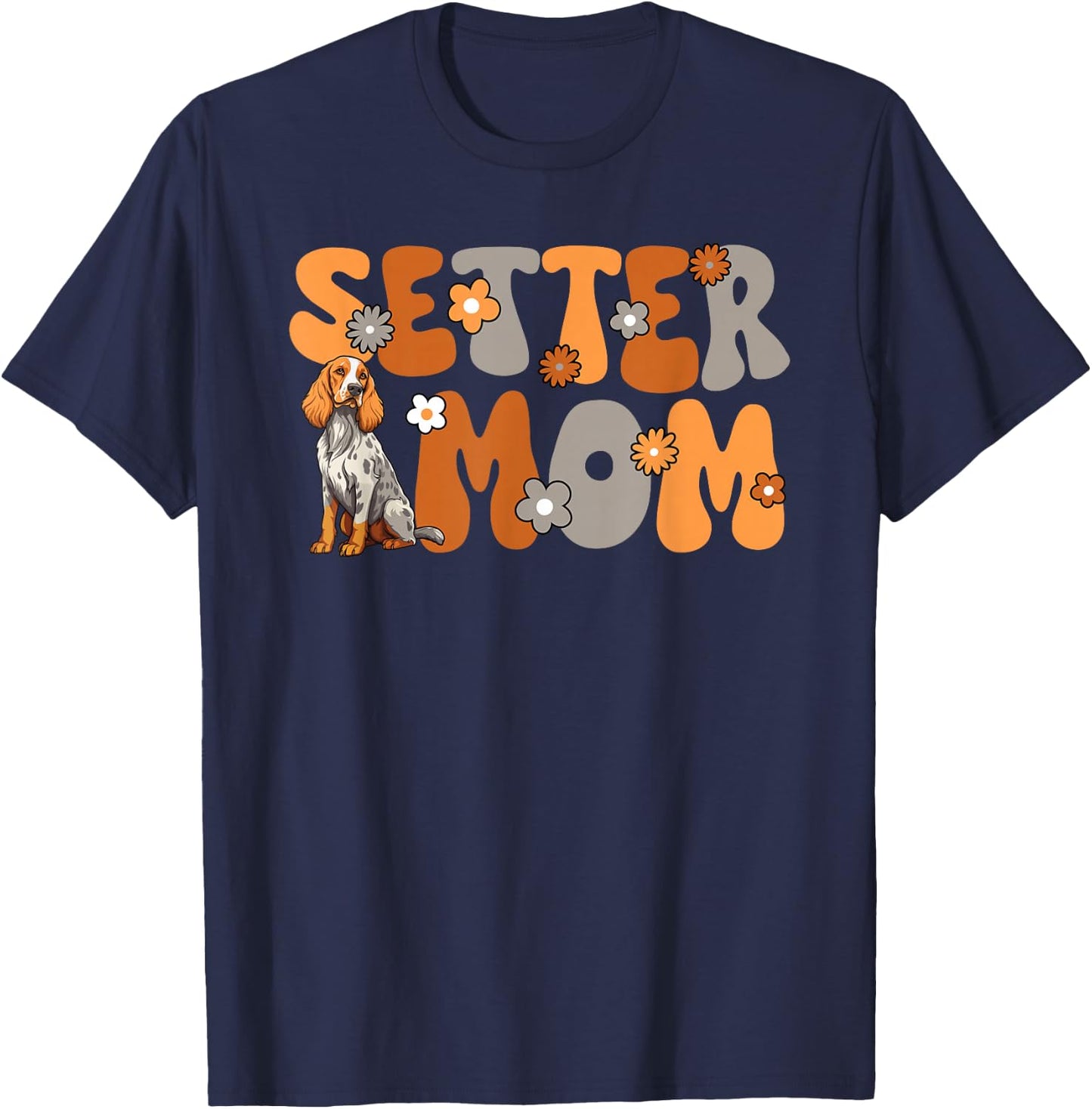 English Setter Groovy World's Best Setter Mom T-Shirt - T-Shirt | Navy