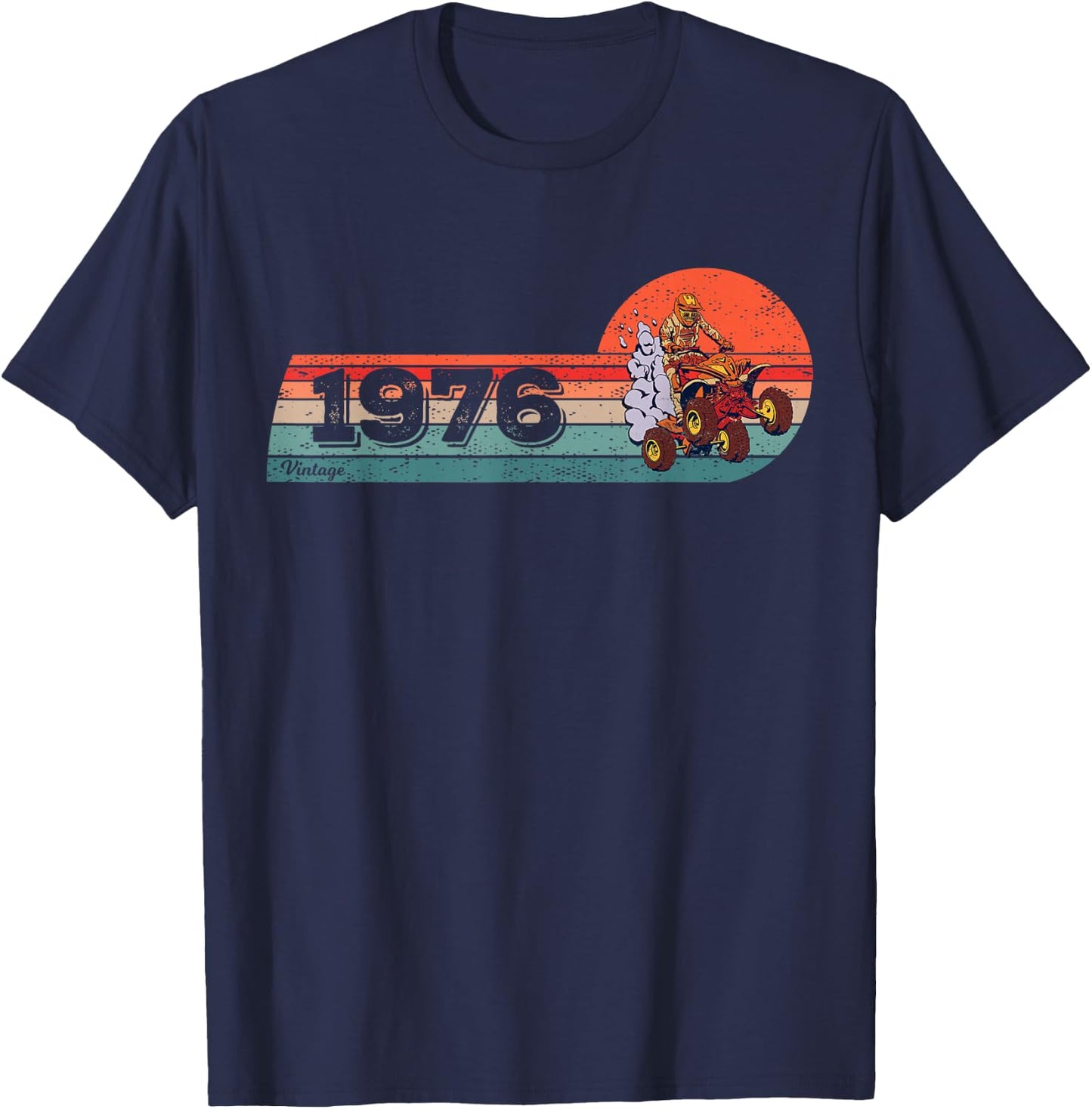 ATVs Quad-Bike Vintage 1976 Birthday Offroad ATVs Quad-Biker T-Shirt - T-Shirt | Navy
