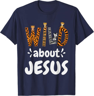 Jesus Accessories & Designs Wild About Jesus Christian , -Adults & Kids, Black, Small, Short Sleeve T-Shirt - T-Shirt | Navy